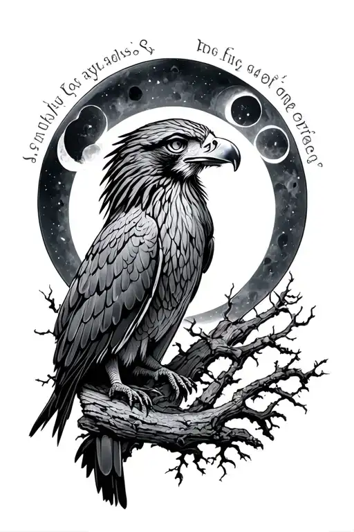 libra hawk waxing gibbous moon tattoo design idea