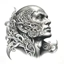 sculpture and stuttering tattoo design idea
