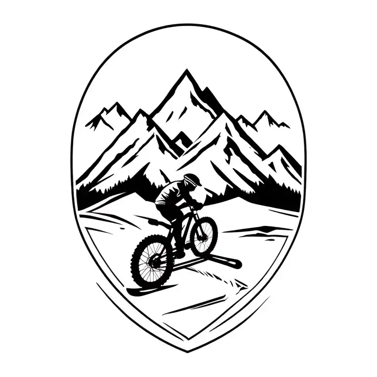 mountains ski mountain bike tattoo design idea