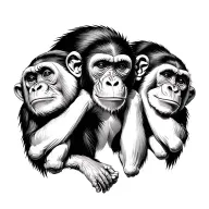 4 monkeys hear no evil speak no evil see know evil do no evil tattoo design idea