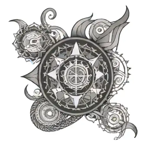 Ophiuchus with geometric design tattoo tattoo design idea