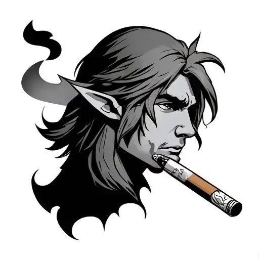 link smoking a blunt tattoo design idea