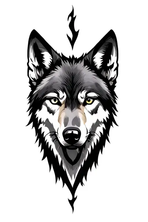 wolf face tattoo design idea