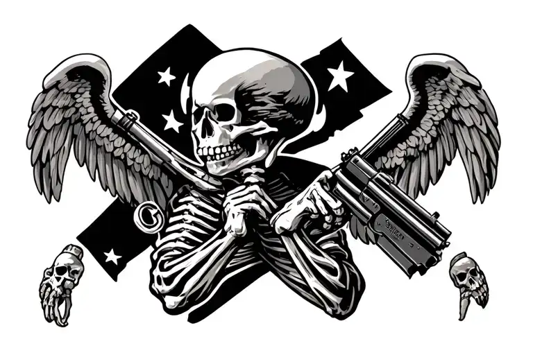 fleet marine force us navy medic skeleton holding tattoo design idea