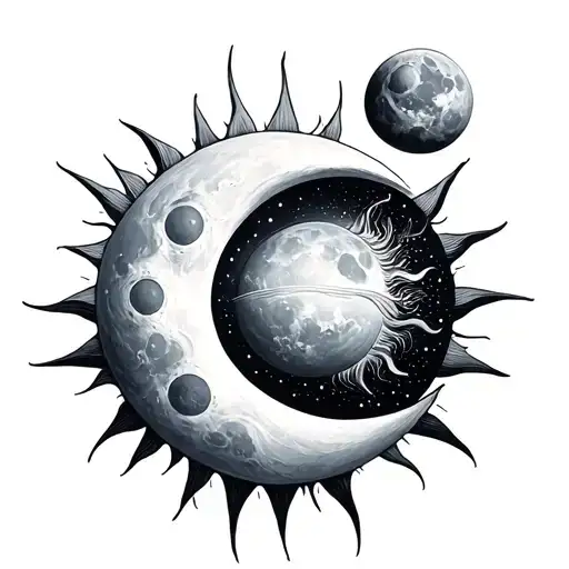 Sun and moon, Uranus tattoo design idea