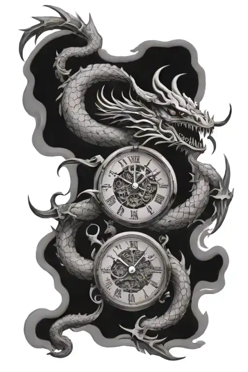 scorpion dragon time piece tattoo design idea