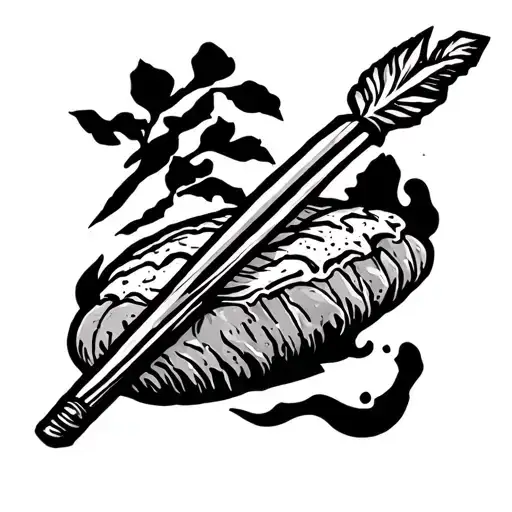 Japanese style white bread with spear tattoo design idea