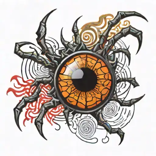 tribal spider rinnegan eye on back tattoo design idea