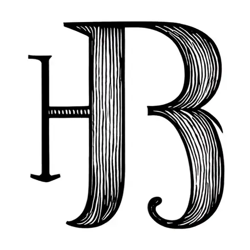 intertwined letters B H J cursive writing tattoo design idea