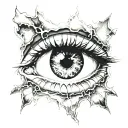 girls eye that reflects a lighting storm with tear coming from the eye tattoo design idea