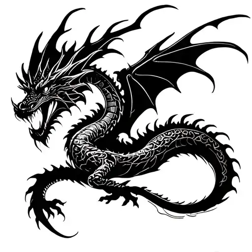 On one side of your neck, you want:	•	A dragon — its wings rising up toward your ear and wrapping slightly behind it (l tattoo design idea