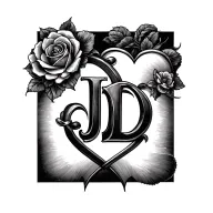 initials J and D intertwined hearts tattoo design idea
