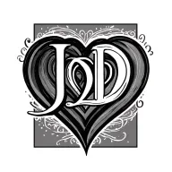 initials J and D intertwined hearts tattoo design idea