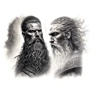 Odin, ragnar lothbrok, björn ironside warrior black tattoo design idea