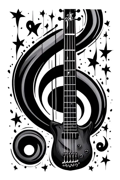 bass guitar bass clef tattoo design idea