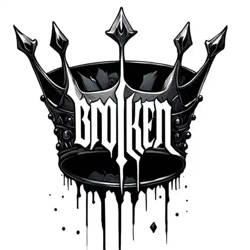 "broken" broken crown tattoo design idea