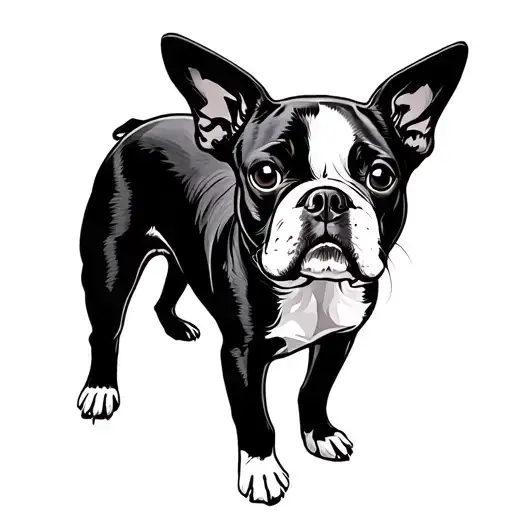 Boston terrier standing proud tattoo design idea