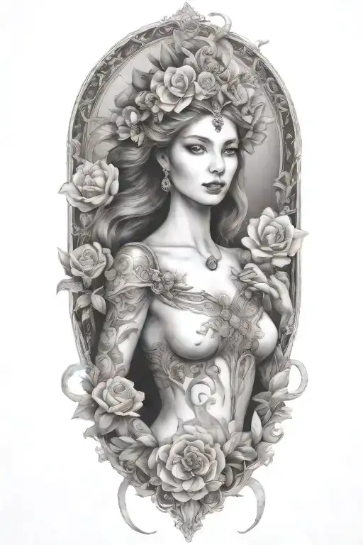 fortuna goddess sexy fit tattoo design idea