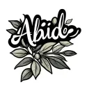 Create a cute fine line tattoo of the word: Abide. Have the word in cursive and incorporate an olive branch or olive lea tattoo design idea
