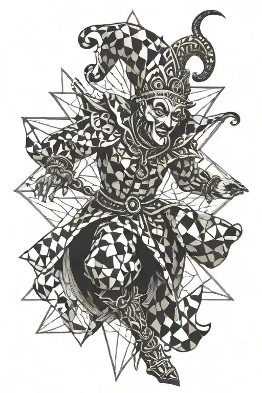 dancing jester tattoo design idea
