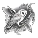 barn owl tattoo design idea