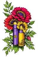 shotgun shells and flowers intertwined tattoo design idea