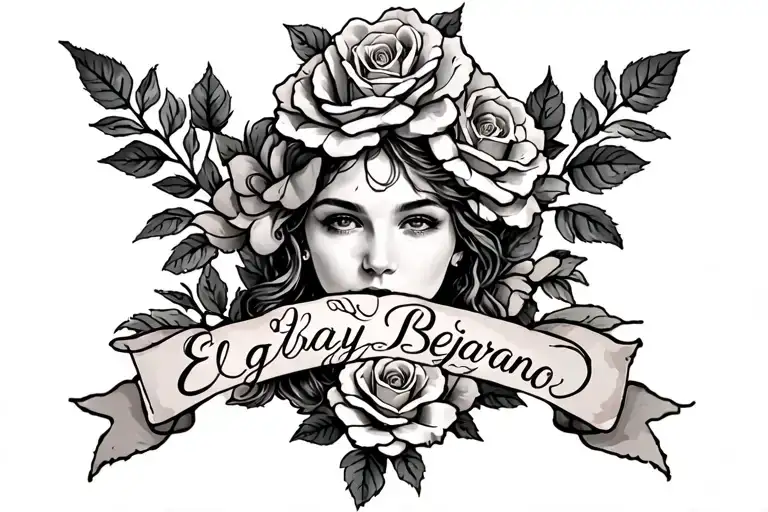 "Ellie gray Bejarano " roses blooming banner tattoo tattoo design idea