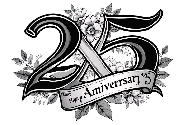 25th wedding anniversary showing the X tattoo design idea