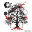 tree abstract compas tattoo design idea