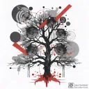 tree abstract compas tattoo design idea