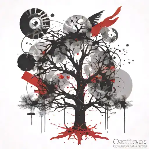 tree abstract compas tattoo design idea
