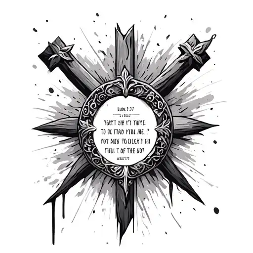 Luke 1:37 bible verse with cross tattoo design idea