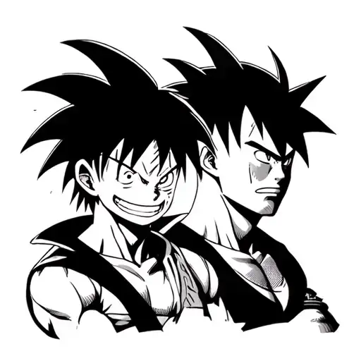 luffy, Zoro one piece side by side goku and vegeta tattoo design idea