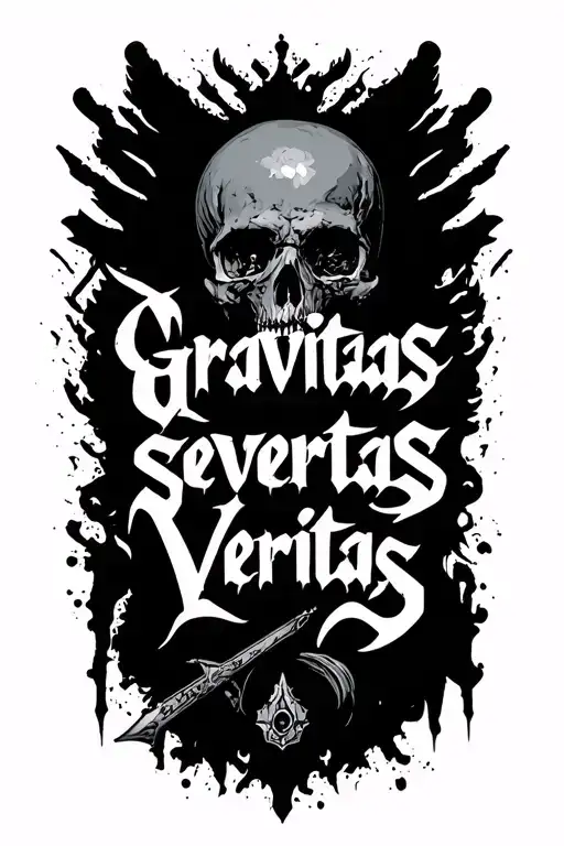 "Gravitas, severitas, veritas" in edgy font.  tattoo design idea