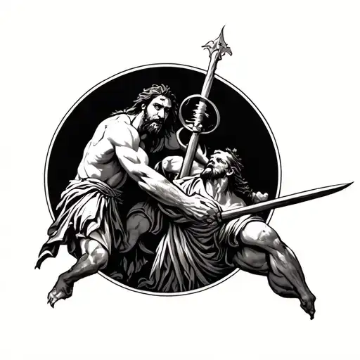 David vs Goliath wrist tattoo tattoo design idea