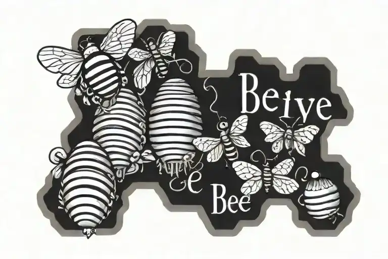 beehive text gothic letters tattoo design idea