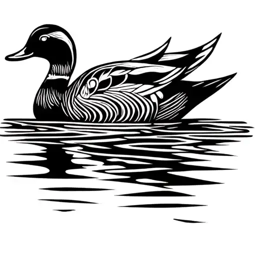 duck on the water tattoo design idea