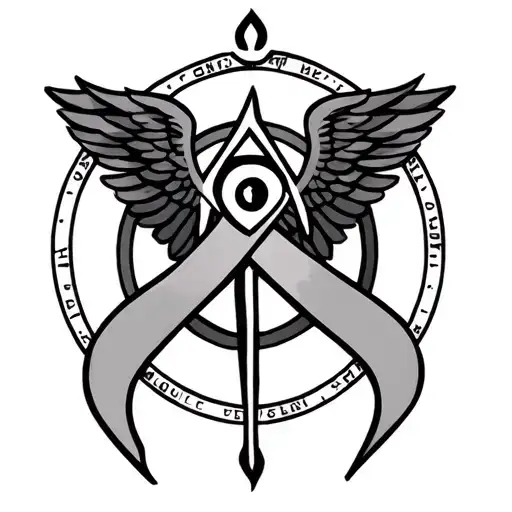 breast cancer survivor symbol intertwined with catholic protection symbol and eye of providence tattoo design idea