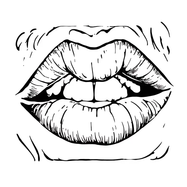 lips drawn tattoo design idea