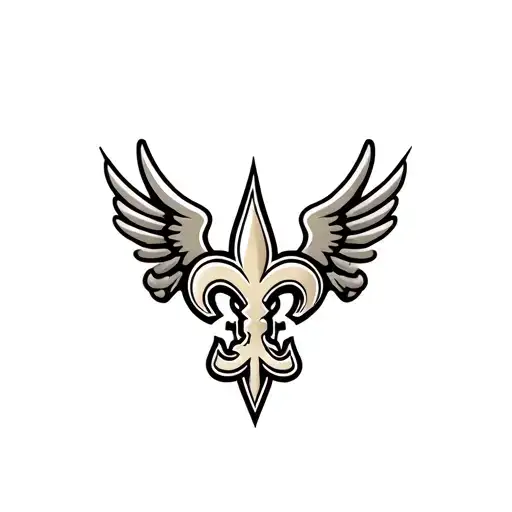 New Orleans saints logo with heart surrounded by wings tattoo design idea