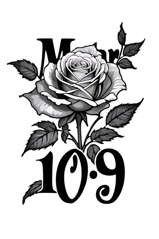 "Mark 10:9" rose with 4 pedals tattoo design idea