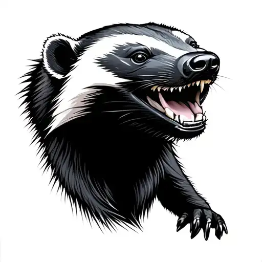 smiling honey badger tattoo design idea