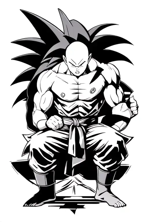 goku vs saitama sits on top tattoo design idea