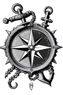 compass and anchor intertwined  tattoo design idea