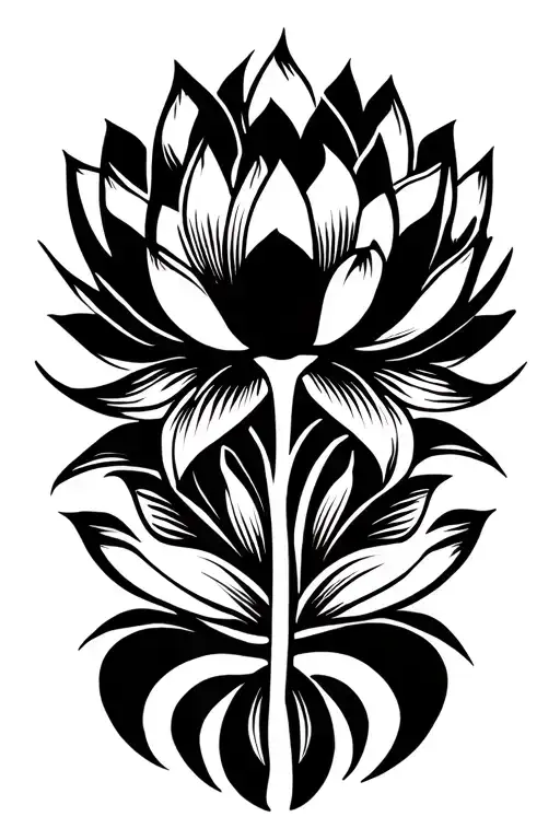 lotus flower blooming tattoo design idea