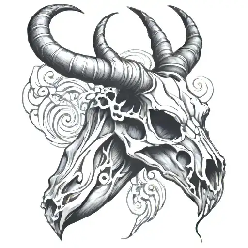 antelope skull shot gun smoke swirling tattoo design idea