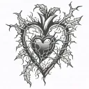 stone heart with cracks and thorns around it  tattoo design idea