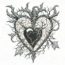 stone heart with cracks and thorns around it  tattoo design idea