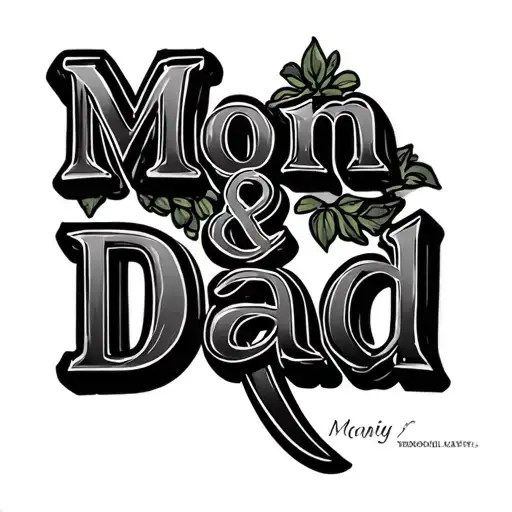 "Mom & Dad " parents memorial tattoo design idea