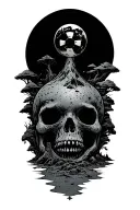 nuclear fallout wasteland ecosystem with endemic tattoo design idea